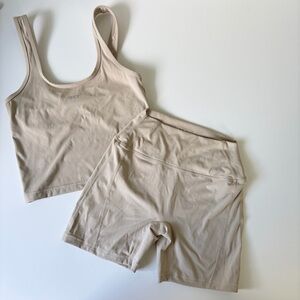 SET Active Beige Seamless Tank & Bike Short Set